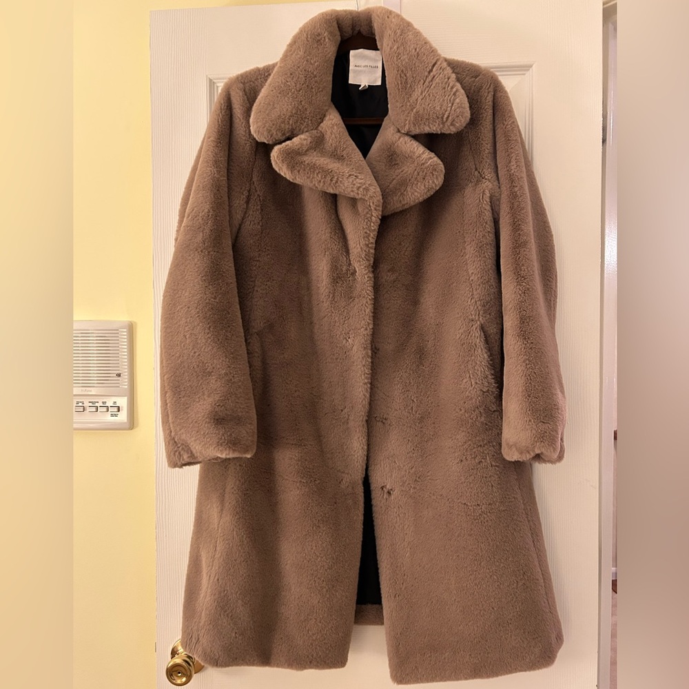 Avec Les Filles Cozy Tan Teddy Coat